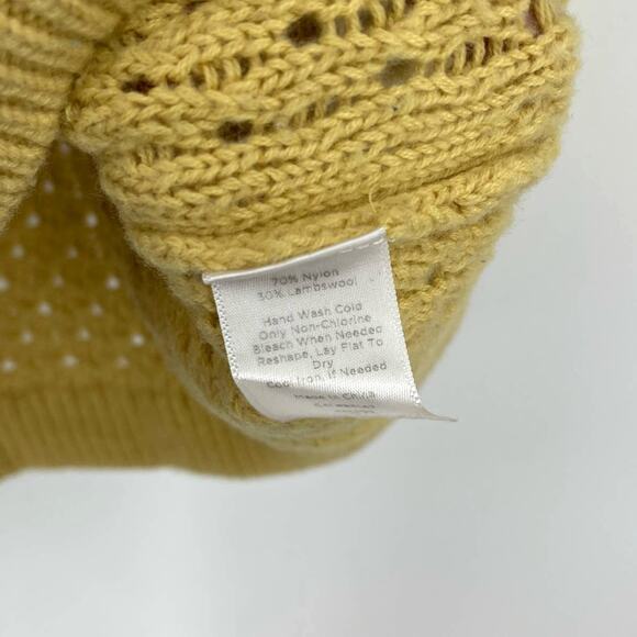 Talbots Lambswool Open Knit Sweater Yellow Small Petite - Picture 4 of 5